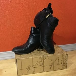 Black leather booties